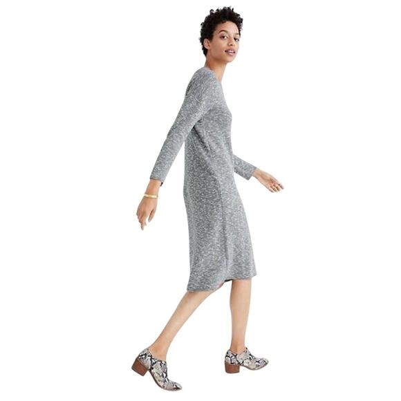 Madewell Sweater Dress Midi Drop Shoulder Minimalist Marled Ribbed Knit - Picture 9 of 9